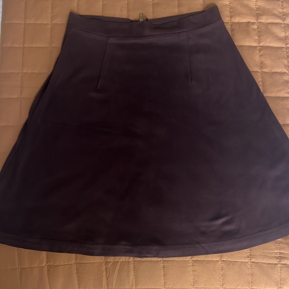 Faux Suede Chocolate Brown Mini Skirt, A-line with Gold Zipper